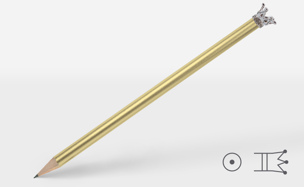 Bleistift 0241, gold, rund mit Krone