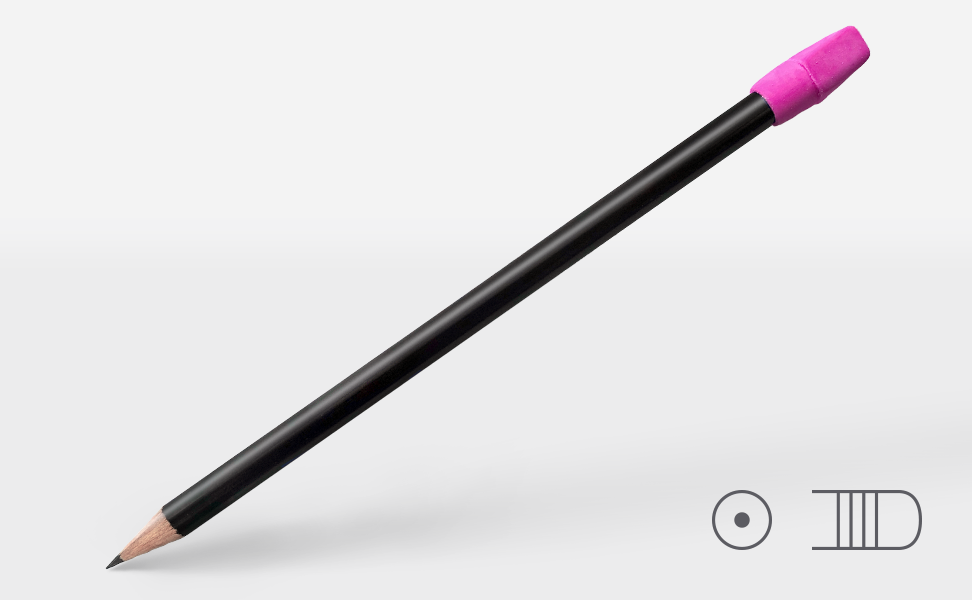 Bleistift 2620, schwarz glänzend, 2B, rund, pinker Aufsteckradierer