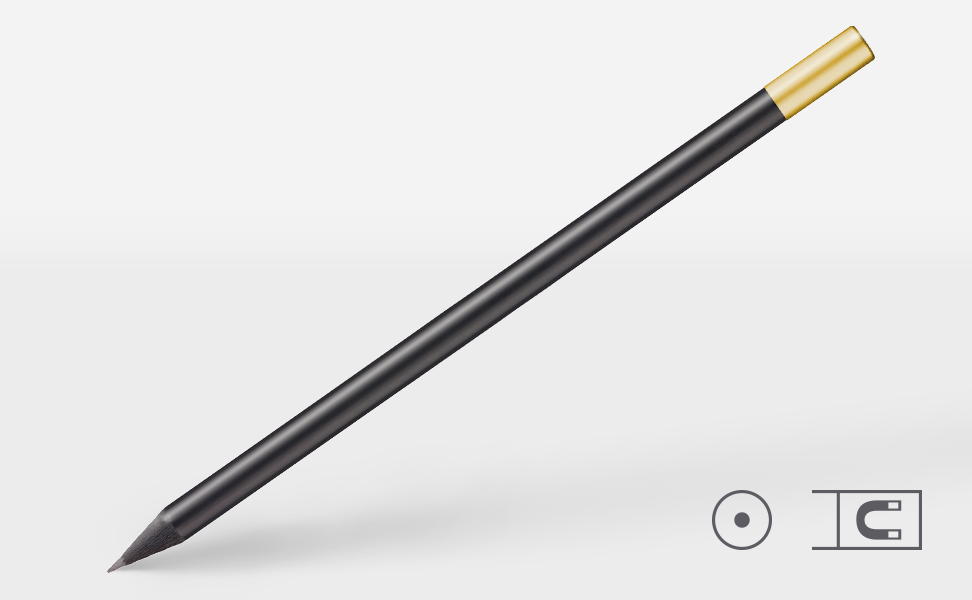 Bleistift 0214, schwarz, rund, Magnetkappe Gold