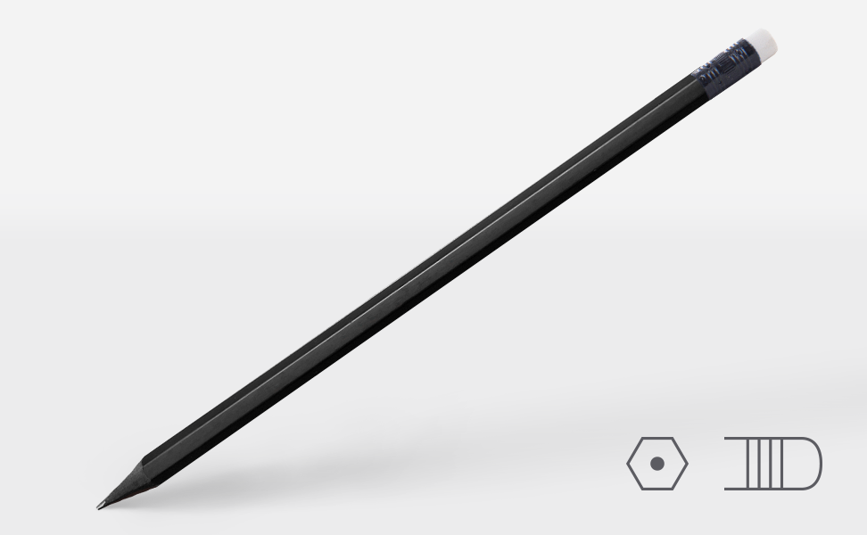 Pencil 0253, matt black, hexagonal