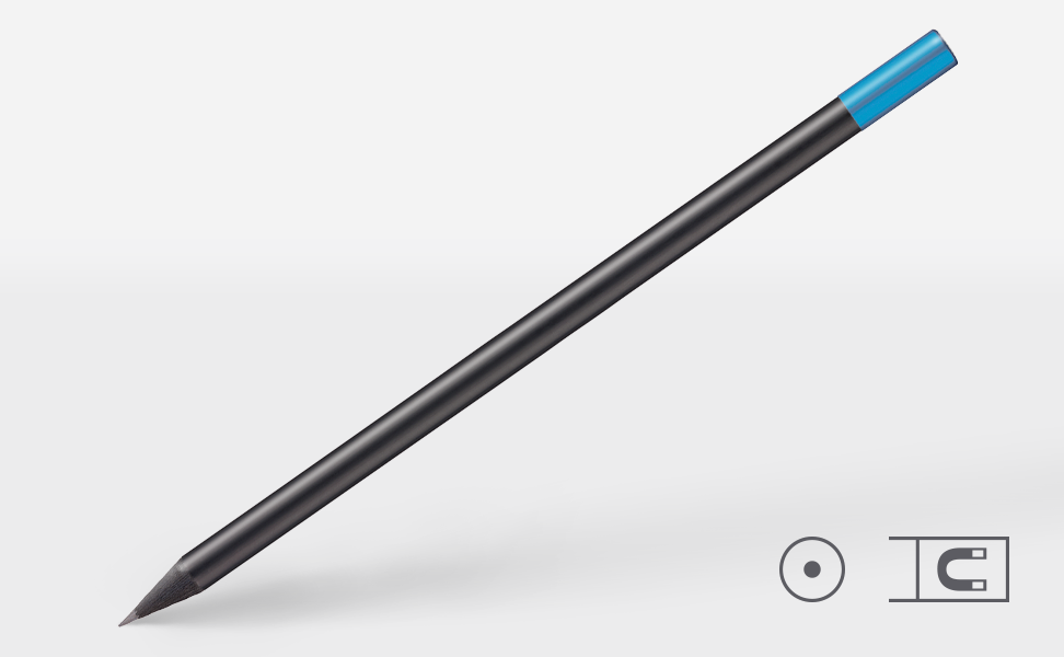 Bleistift 0214, schwarz, rund, Magnetkappe blau