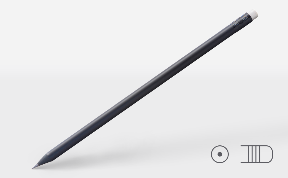 Pencil 0320, black matt, round, eraser white