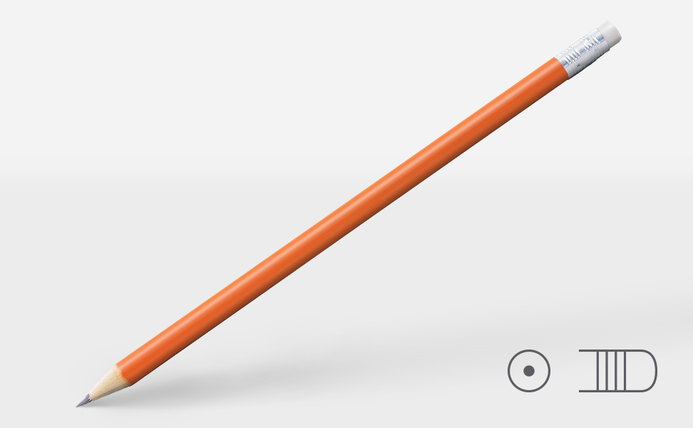 Bleistift 0103, orange, rund, Radiergummi